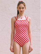 Pool Party Check Red & Pink - One Piece Swim Suit